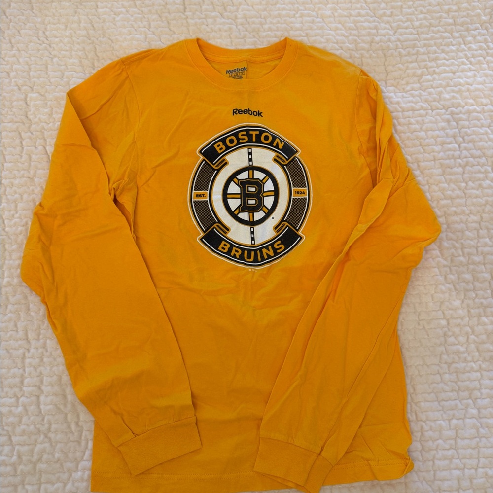 Reebok Boston Bruins Helmet Logo Tee - Gold & Black